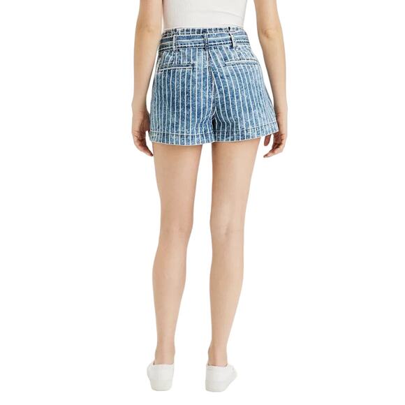 American Eagle Stretch Highest Waist Mom Paper Bag Shorts Striped 00 - Picture 3 of 13